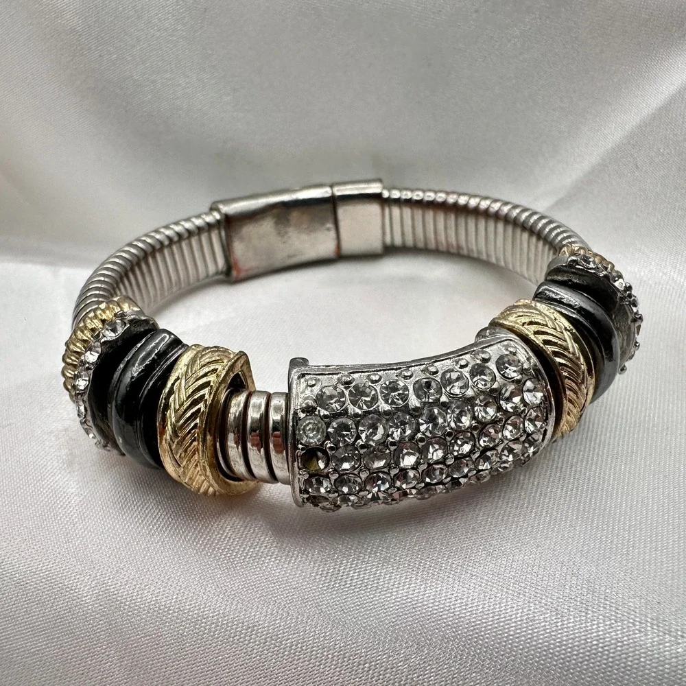 Vintage Y2K Clear Rhinestone Bracelet Retro Statement Women's Classic Jewelry